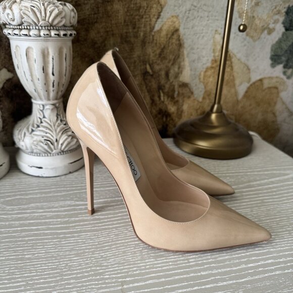 Jimmy Choo Anouk Nude Patent Leather Pumps - Picture 6 of 7